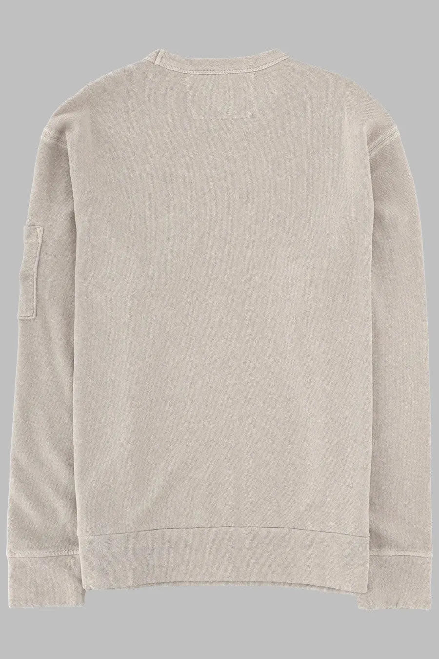 Beige c.p. company men’s felpa con patch long-sleeved sweatshirt with ribbed crew neck cuffs and hem