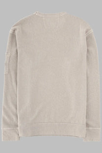 Beige c.p. company men’s felpa con patch long-sleeved sweatshirt with ribbed crew neck cuffs and hem