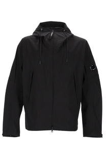 Black c.p. company men’s giacca pro tek jacket featuring protective textile design in black color