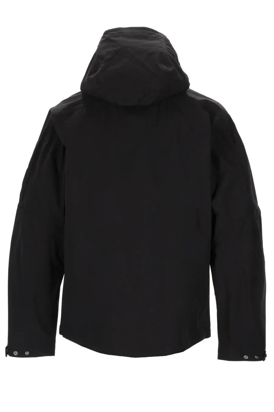 C.P. Company men’s giacca pro tek black hooded jacket with sleek minimalist design and silver-toned snap buttons