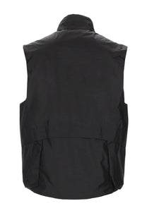 Black sleeveless vest with high collar and two side pockets from C.P. Company men’s gilet con black collection
