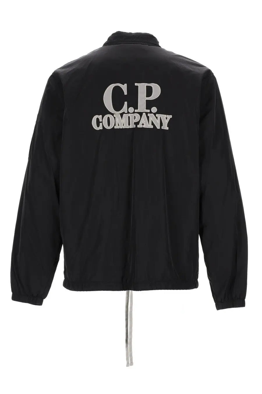 Black c.p. company men’s overshirt in chrome black featuring durable fabric and a modern casual design