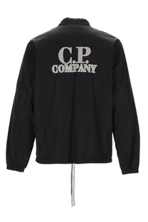 Black c.p. company men’s overshirt in chrome black featuring durable fabric and a modern casual design