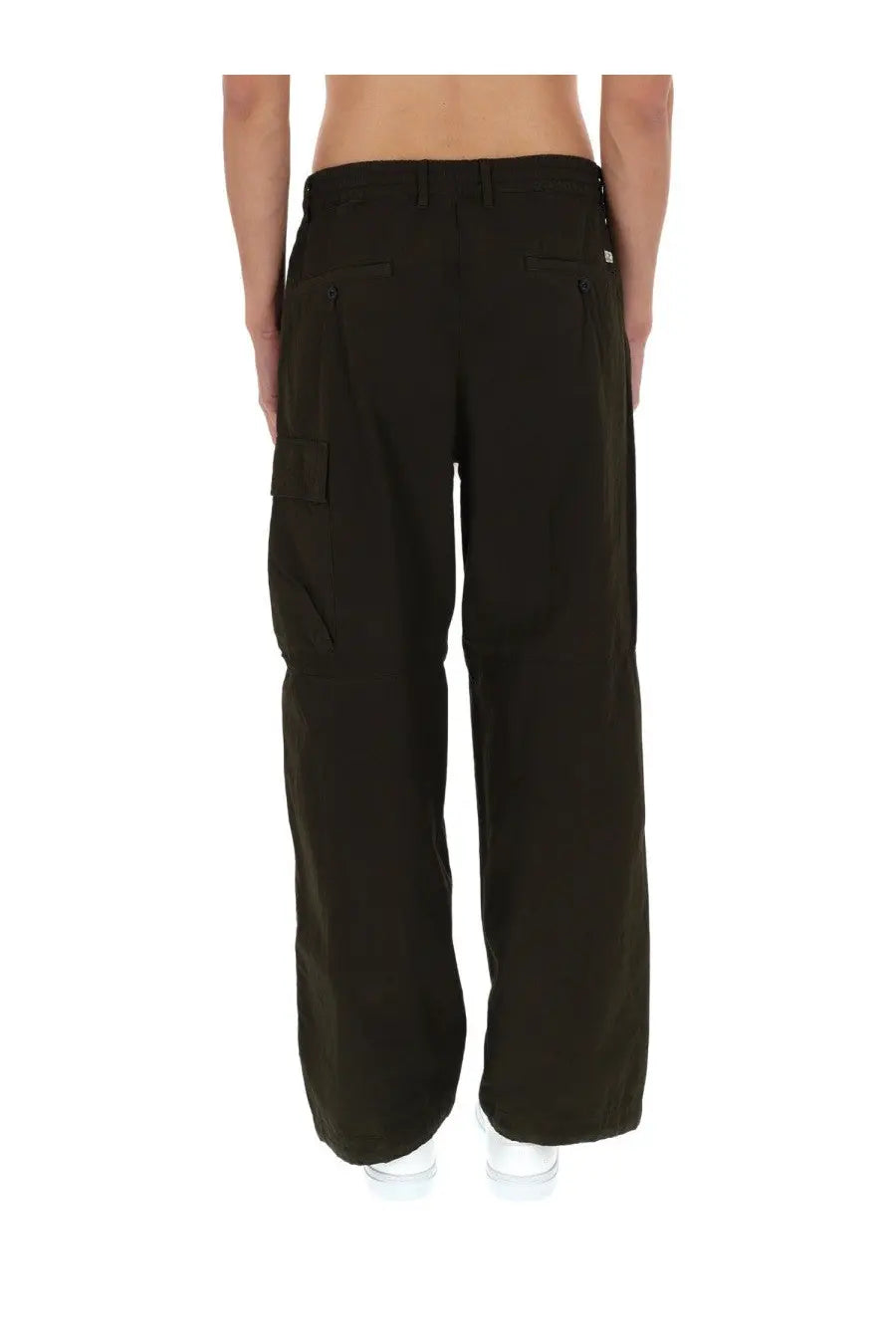 Black cargo pants with wide legs and multiple pockets by cp company in green for men
