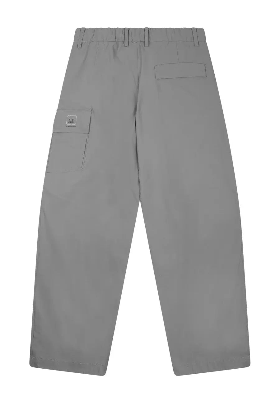 Cp company men’s pantalone metropolis cargo grey pants with relaxed fit multiple pockets and brand patch on thigh