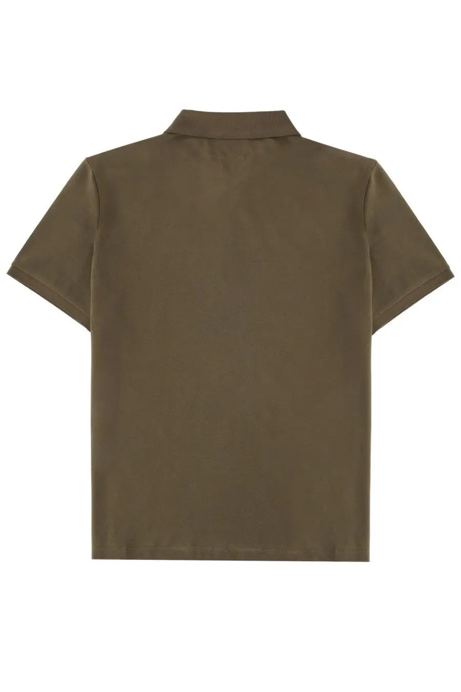 Olive green short-sleeved polo shirt with classic collar and neat stitching from c.p. company mens polo green collection