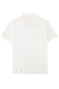 C.P. Company men’s polo white short-sleeved collared shirt with a clean minimalist design for casual wear
