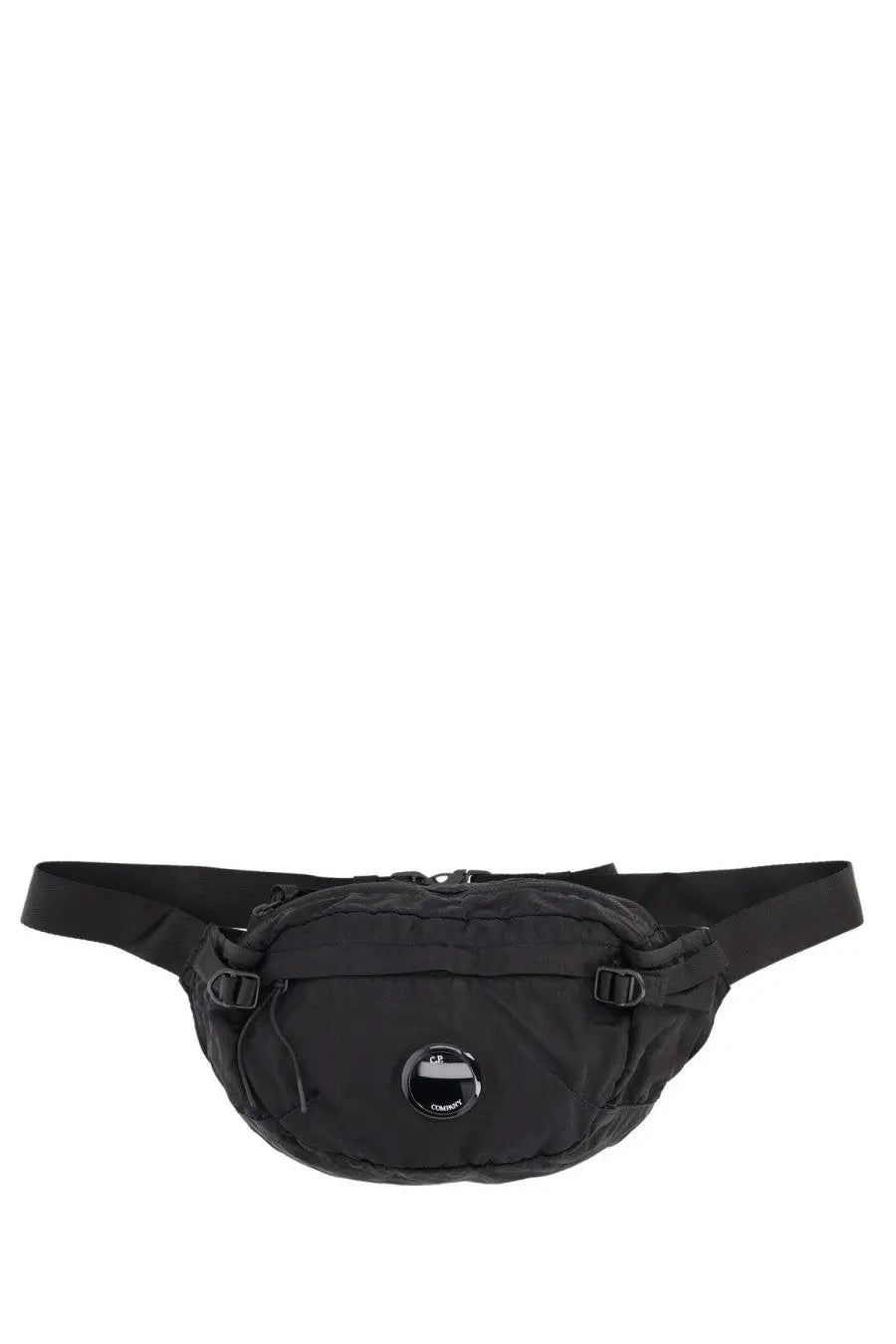 Cp company men’s pouch made of black nylon featuring a compact design for everyday use