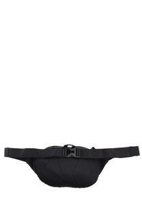 C P Company men’s pouch nylon black fanny pack with textured quilted design and black plastic buckle