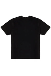 Black short sleeved cotton t-shirt with plain back for men by c.p. company