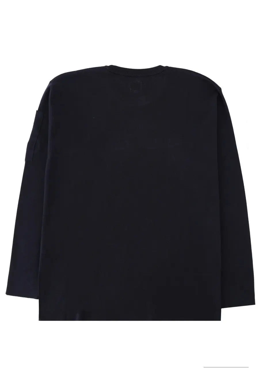 Black C.P. Company men’s long-sleeved crewneck shirt with relaxed fit and subtle seam detailing in blue
