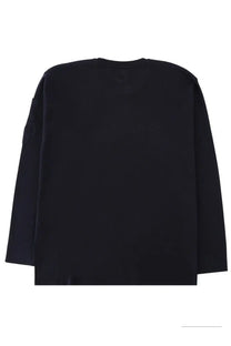 Black C.P. Company men’s long-sleeved crewneck shirt with relaxed fit and subtle seam detailing in blue
