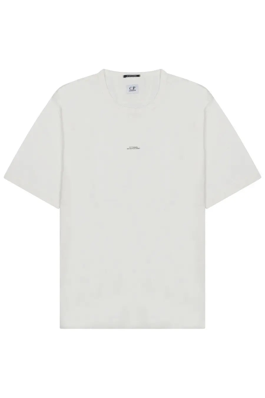 Off-white C.P. Company men’s short-sleeved shirt with minimalist branding in con white color