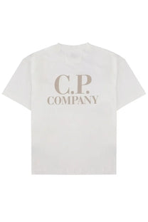White c.p. company men’s shirt made of lightweight cotton with a classic fit and long sleeves