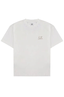 White c.p. company men’s shirt featuring a classic fit in breathable cotton fabric for casual wear
