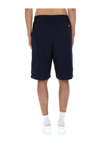 C.p. company men’s dark navy cargo shorts with relaxed fit and multiple pockets for casual wear