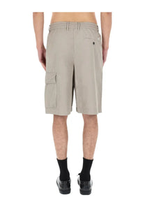 Beige cargo shorts with multiple pockets and button closure from c.p. company mens cargo con patch grey collection