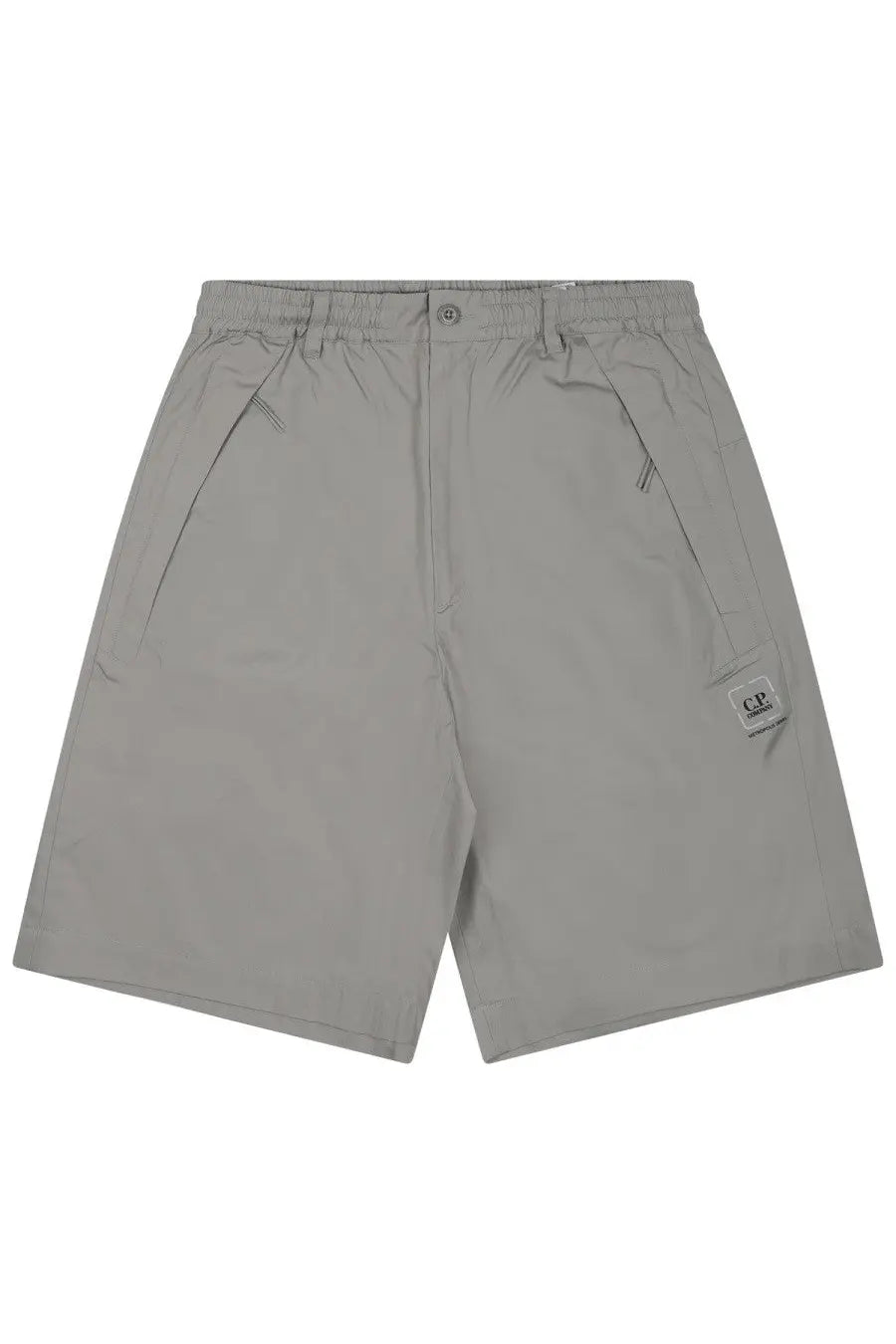 C.p. company men’s metropolis con grey shorts featuring lightweight breathable fabric for casual wear