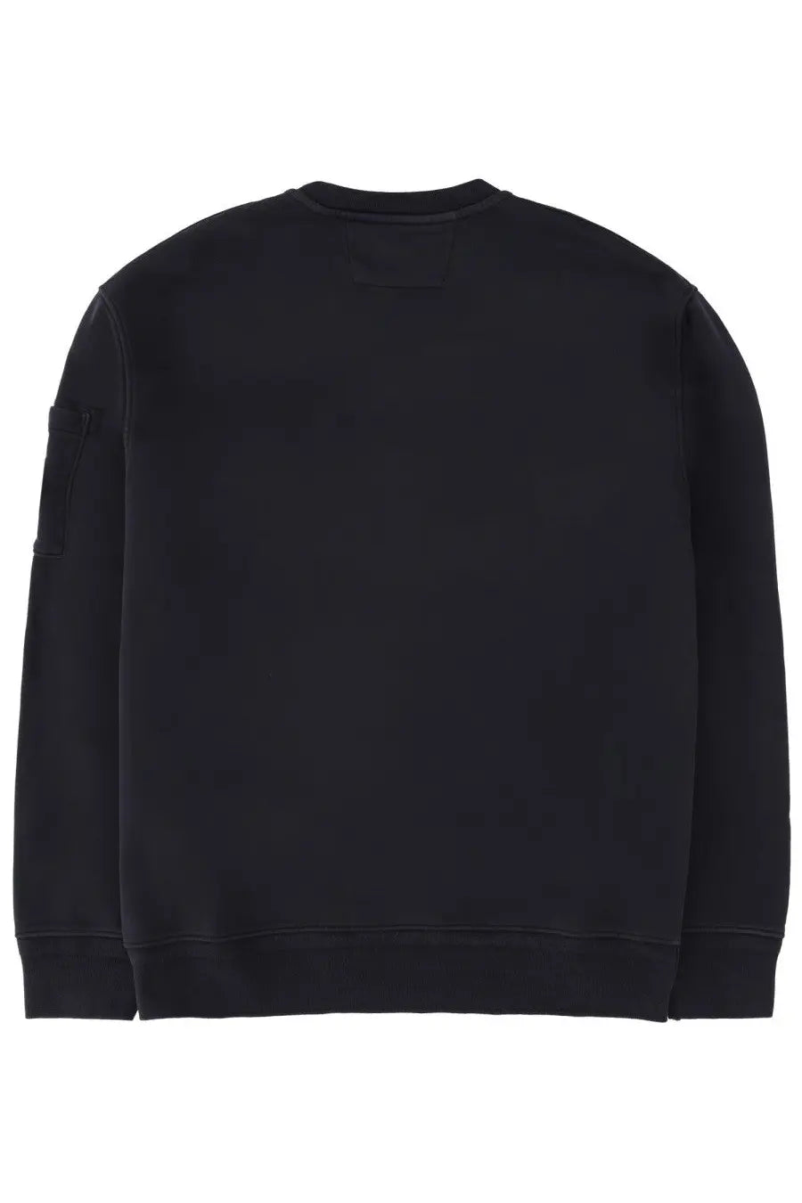 Black crewneck sweatshirt with subtle textured finish and ribbed cuffs by c.p. company men’s sweatshirt blue