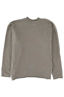 C P Company men’s sweatshirt grey in muted olive green with soft cotton texture and ribbed cuffs long sleeves crewneck