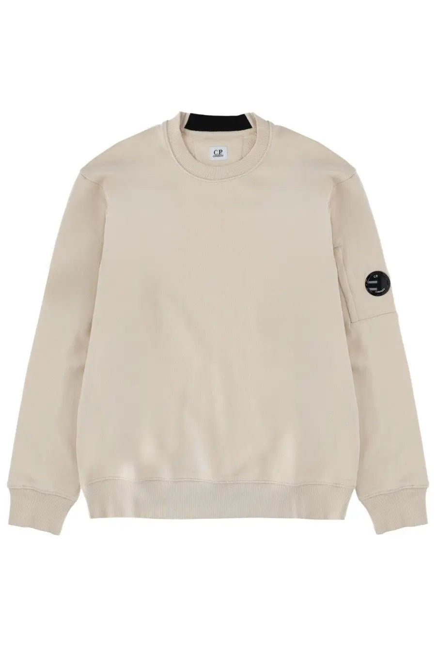 Beige c.p. company men’s sweatshirt featuring soft cotton fabric for casual wear in white color