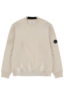 Beige c.p. company men’s sweatshirt featuring soft cotton fabric for casual wear in white color