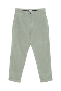 C.p. company men’s green velvet chino pants in light green corduroy with classic straight-leg cut and button closure