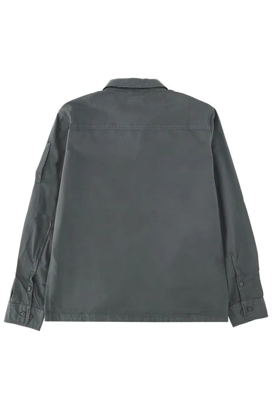 C P Company men’s zippered overshirt grey in dark gray with classic collar and subtle stitching details