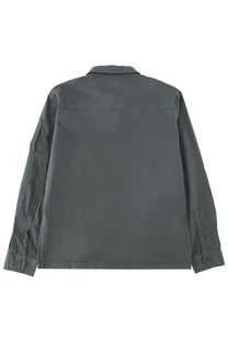 C P Company men’s zippered overshirt grey in dark gray with classic collar and subtle stitching details