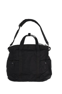 C.P. Company unisex borsa tote twill black nylon duffel bag with adjustable shoulder strap and front pockets