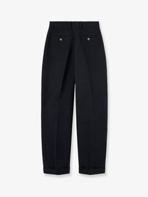 Loro Piana Women's Cale Linen and Cotton Trousers Blue, view 2