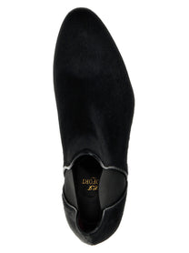 Lidfort Calf Hair Ankle Boots Black