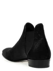 Lidfort Calf Hair Ankle Boots Black