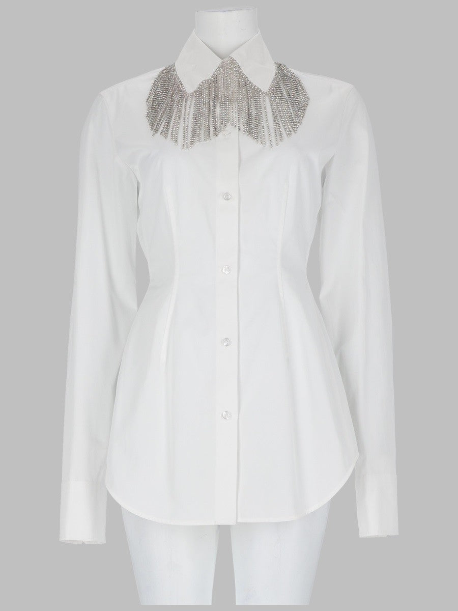 Sportmax Women's Camicia Con Colletto Gioiello White
