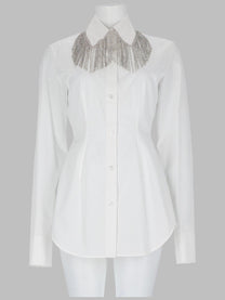 Sportmax Women's Camicia Con Colletto Gioiello White