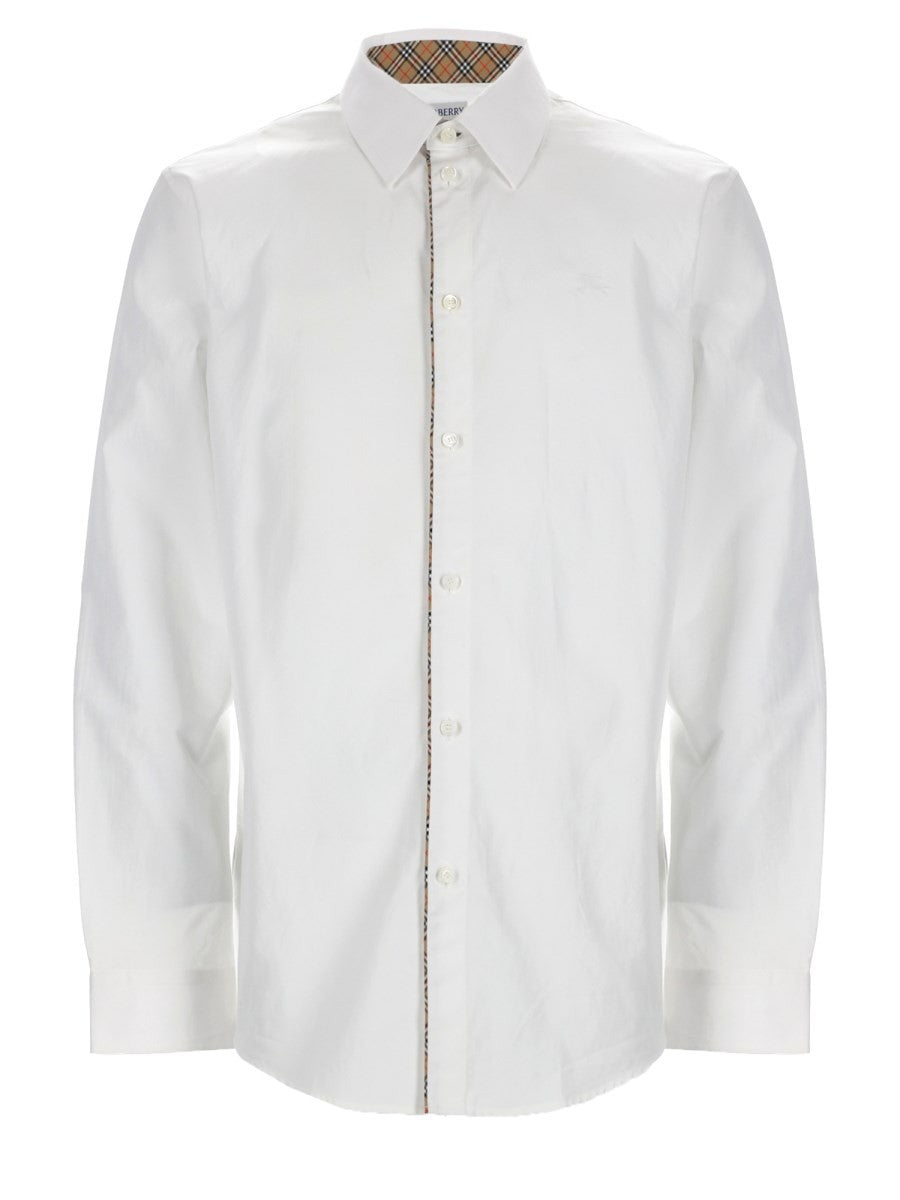 Burberry Men's Camicia Con Finiture Check White