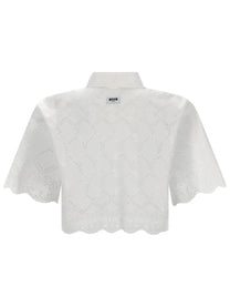 MSGM Women's Camicia Con Motivo Traforato White