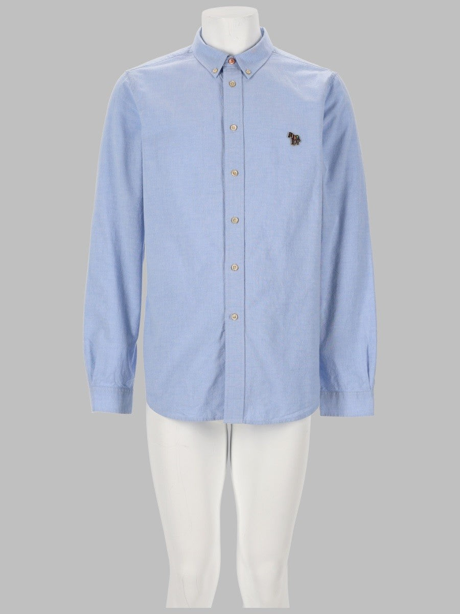 Ps By Paul Smith Men's Camicia Con Patch Zebra Blue