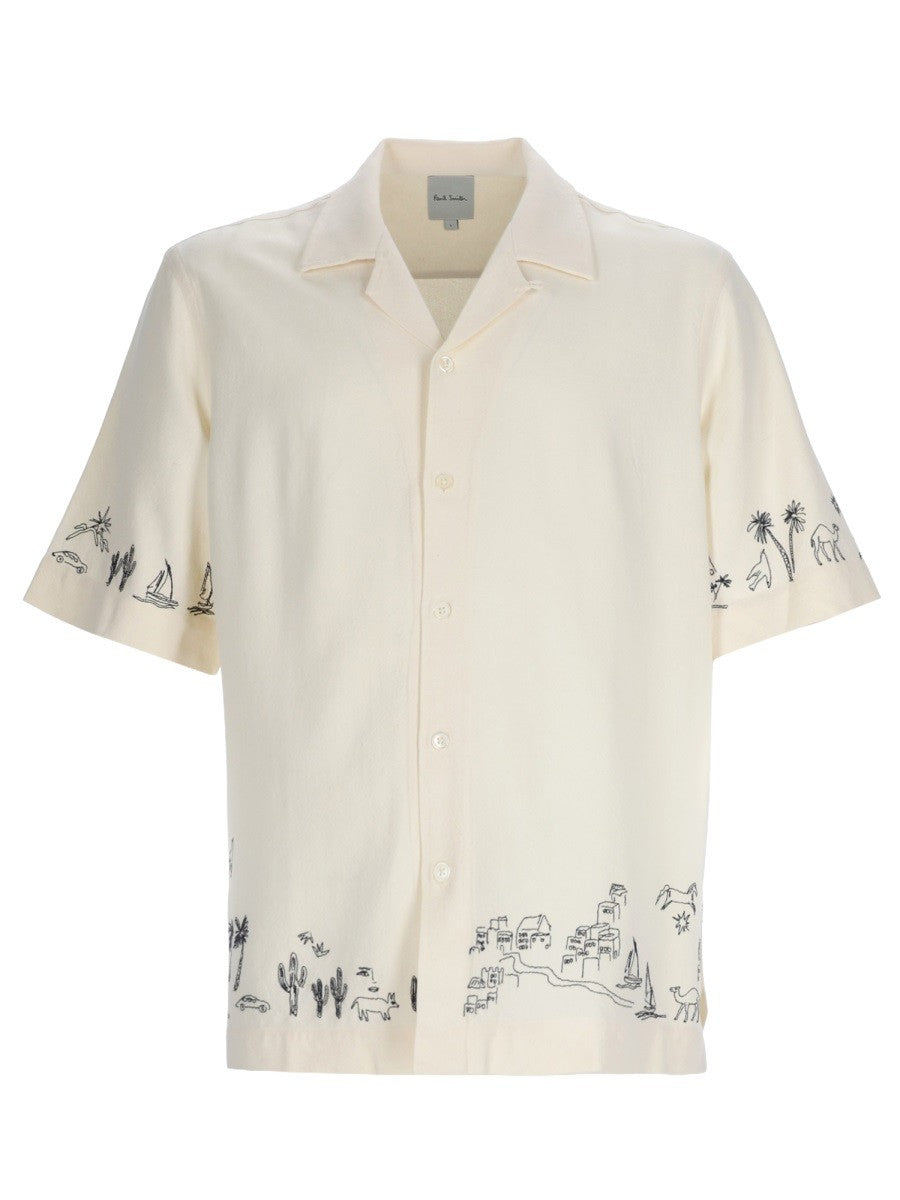 Paul Smith Men's Camicia Con Ricami White