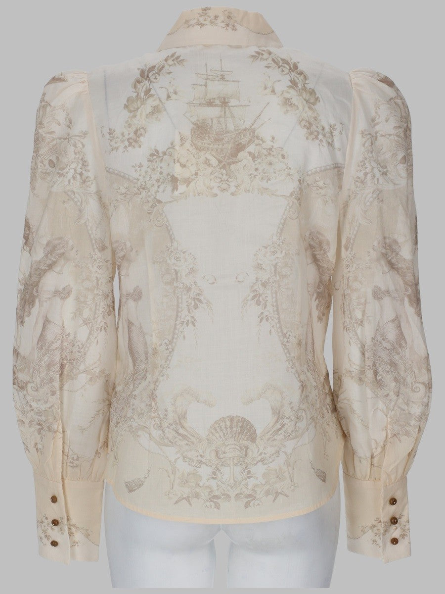 Zimmermann Women's Camicia Con Stampa Beige