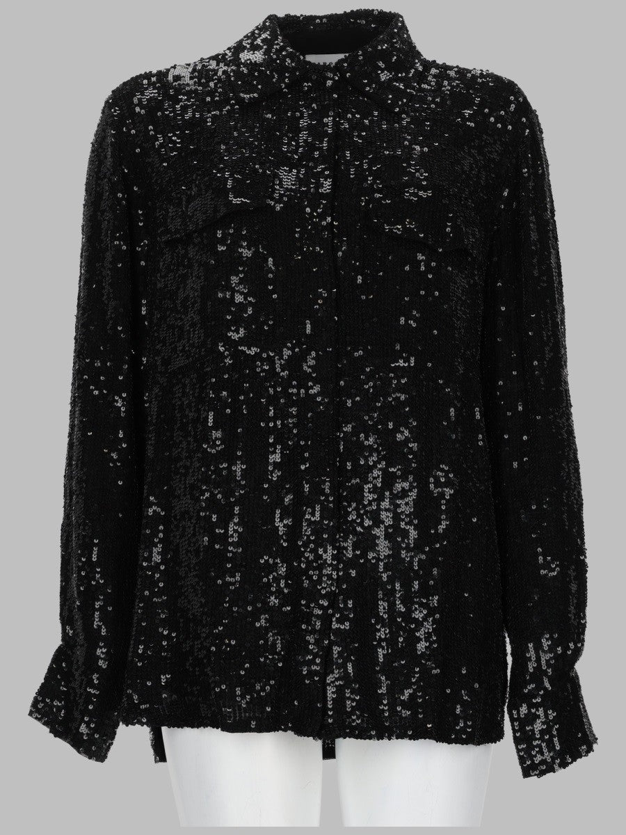 P.A.R.O.S.H Women's Camicia Gadget Con Paillettes Black