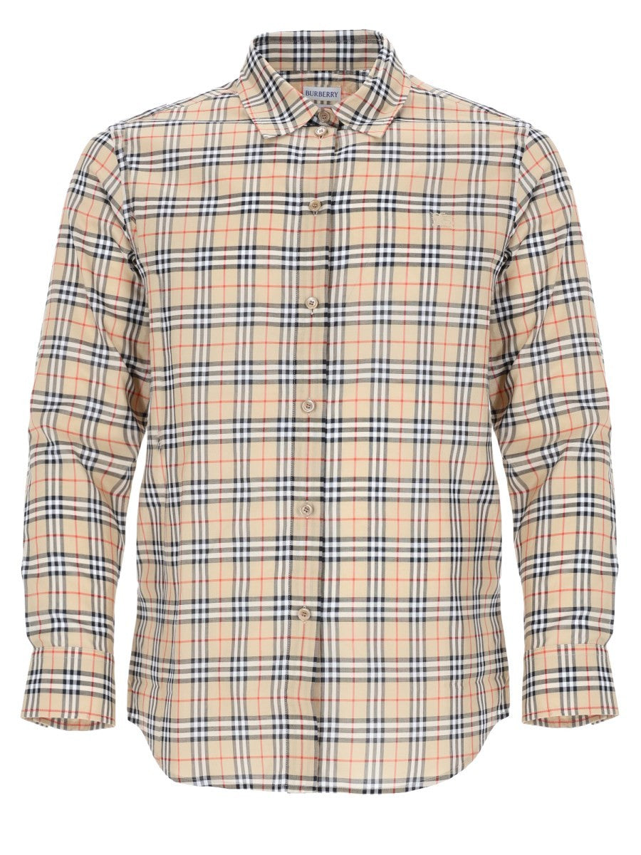Burberry Women's Camicia in Cotone Check Con Vestibilità Classica Beige