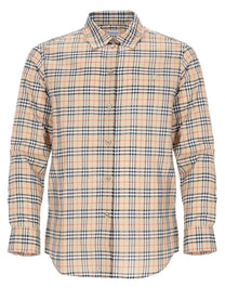 Burberry Women's Camicia in Cotone Check Con Vestibilità Classica Beige