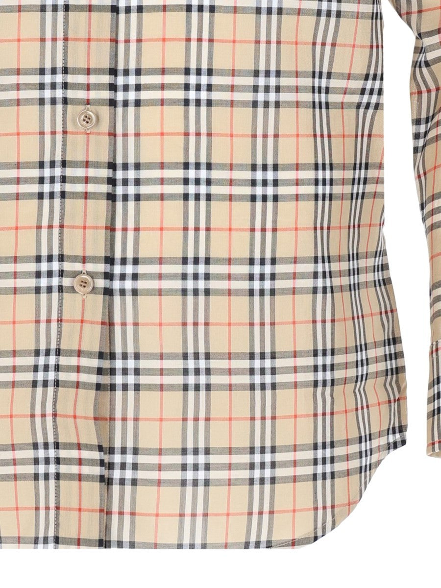Burberry Women's Camicia in Cotone Check Con Vestibilità Classica Beige