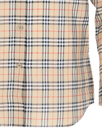 Burberry Women's Camicia in Cotone Check Con Vestibilità Classica Beige