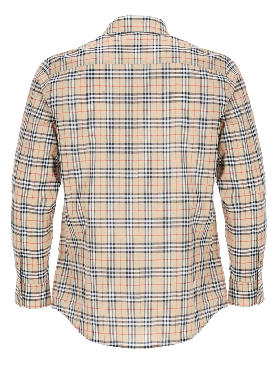 Burberry Women's Camicia in Cotone Check Con Vestibilità Classica Beige