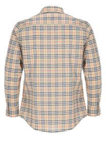 Burberry Women's Camicia in Cotone Check Con Vestibilità Classica Beige
