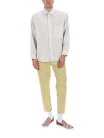 Amish Supplies Men's Camicia in Cotone Crinckle Beige