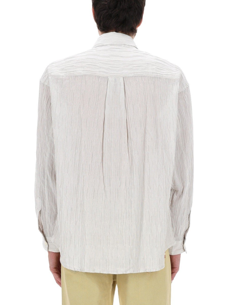 Amish Supplies Men's Camicia in Cotone Crinckle Beige
