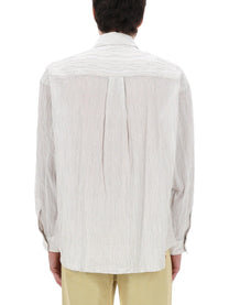 Amish Supplies Men's Camicia in Cotone Crinckle Beige